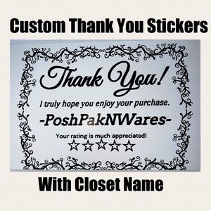 100 Custom Thank You Stickers  with posh closet name all year design